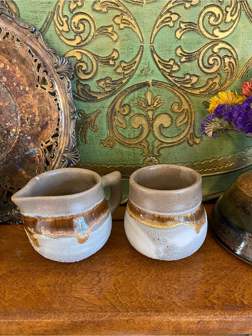 1970s Vintage Laurentian Pottery "Tundra" Creamer and Sugar Bowl - Picture 2 of 14